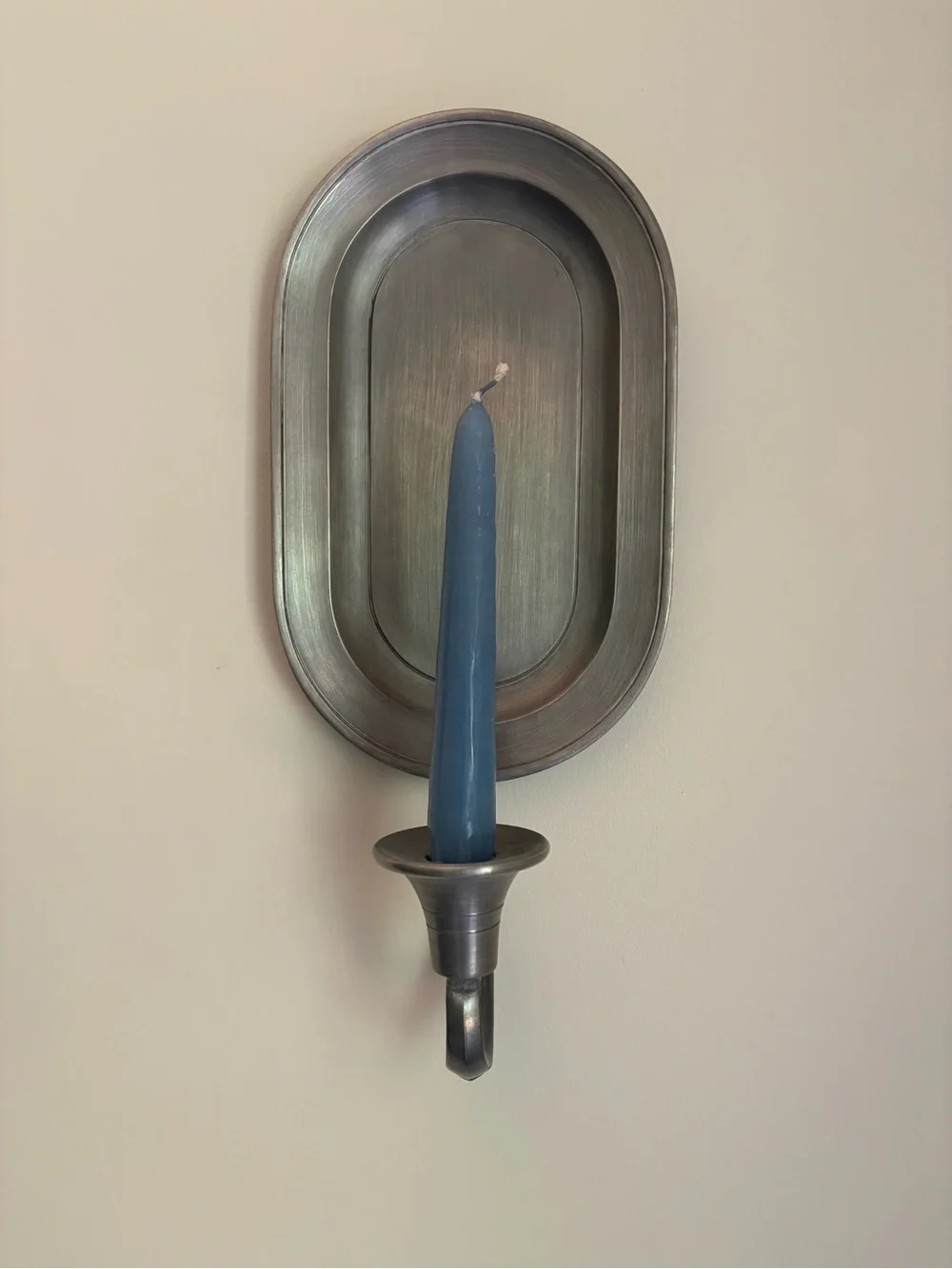 Blue Taper Candle with Metal Wall Sconce - Home Accents